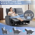thumbnail image 5 of Recliner Loveseat, 2-Seater Zero Clearance Power Reclining Sofa with USB/Type-C Charging, Breathable Chenille Fabric Wall-Hugger Couch for Small Living Room & Apartment (Blue), 5 of 7