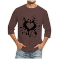 thumbnail image 2 of HaoXianJian Mens Heart Print Graphic Tees 3/4 Sleeve Tops Casual T Shirt Loose Basic Shirts Plus Size 2X 3X 5X, 2 of 5