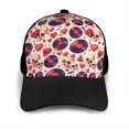 thumbnail image 3 of Naloa rock Skull record heart Adult adjustable Print Baseball Hat, Patchwork curved brim baseball capfor Men and Women, One Size, 3 of 5