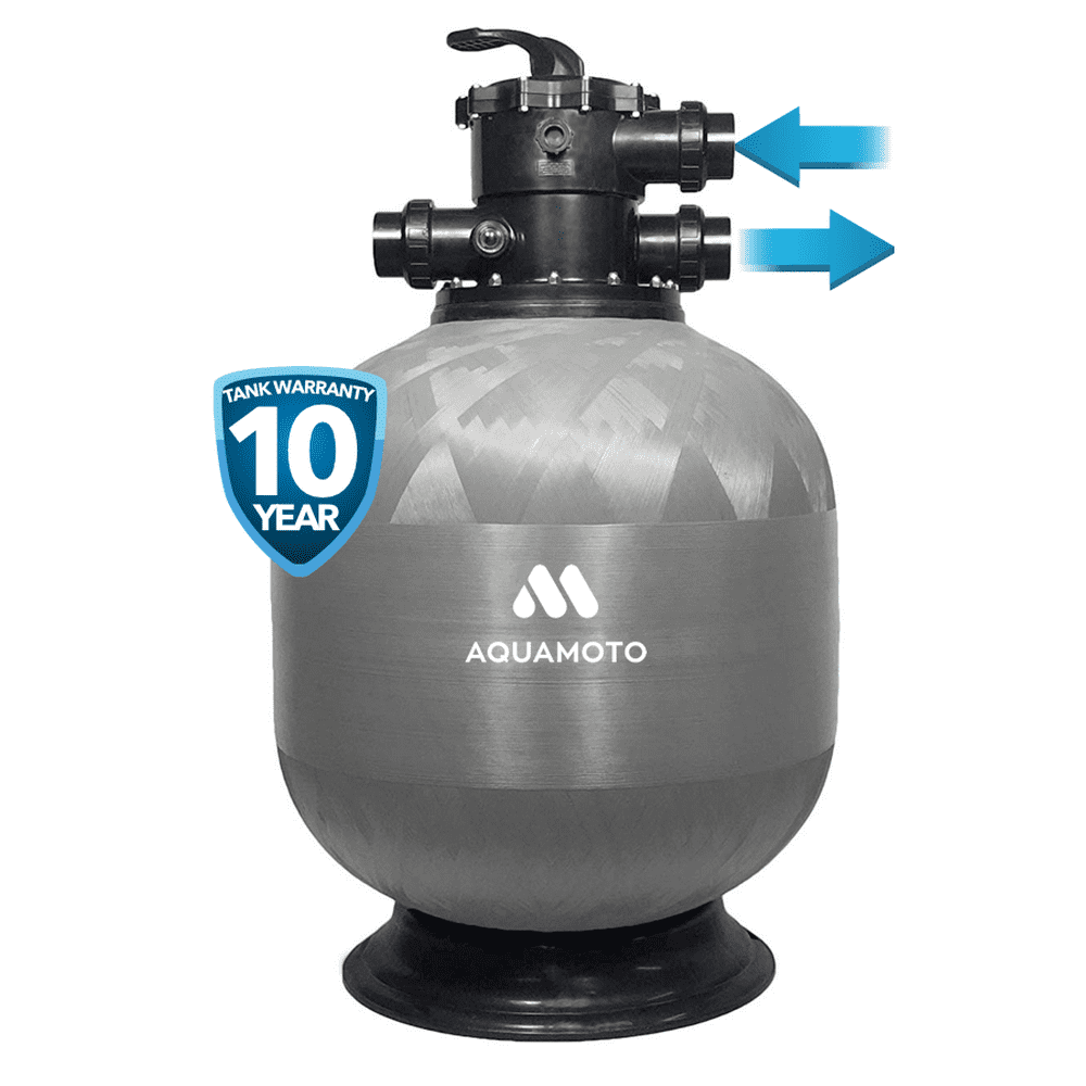 Aquamoto EcoPixel 24" Glass Media Fiberglass Pool Filter with 2" Valve