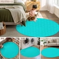 thumbnail image 6 of 5ft Round Rug, Turquoise Plaid Non-Skid Rubber Backing Large Area Rugs - Living Room Bedroom Home Office, Geometric Leaf Diamond Morocco Abstract Indoor Floor Mat Carpets Washable Rug, 6 of 9