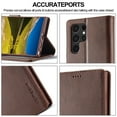 thumbnail image 6 of SaniMore for Samsung Galaxy S23 Ultra Case, PU Leather Skin & Soft TPU Inner Shell [Card Holder + Cash Pocket + Flip Kickstand] Magnetic Closure Protective Wallet Cover For Galaxy S23 Ultra, Brown, 6 of 9