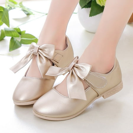 

Cathalem Toddler Size 6 Shoe Children Shoes White Leather Shoes Bowknot Girls Princess Shoes Single Shoes Performance Shoes Shoes Gold 5.5 Years