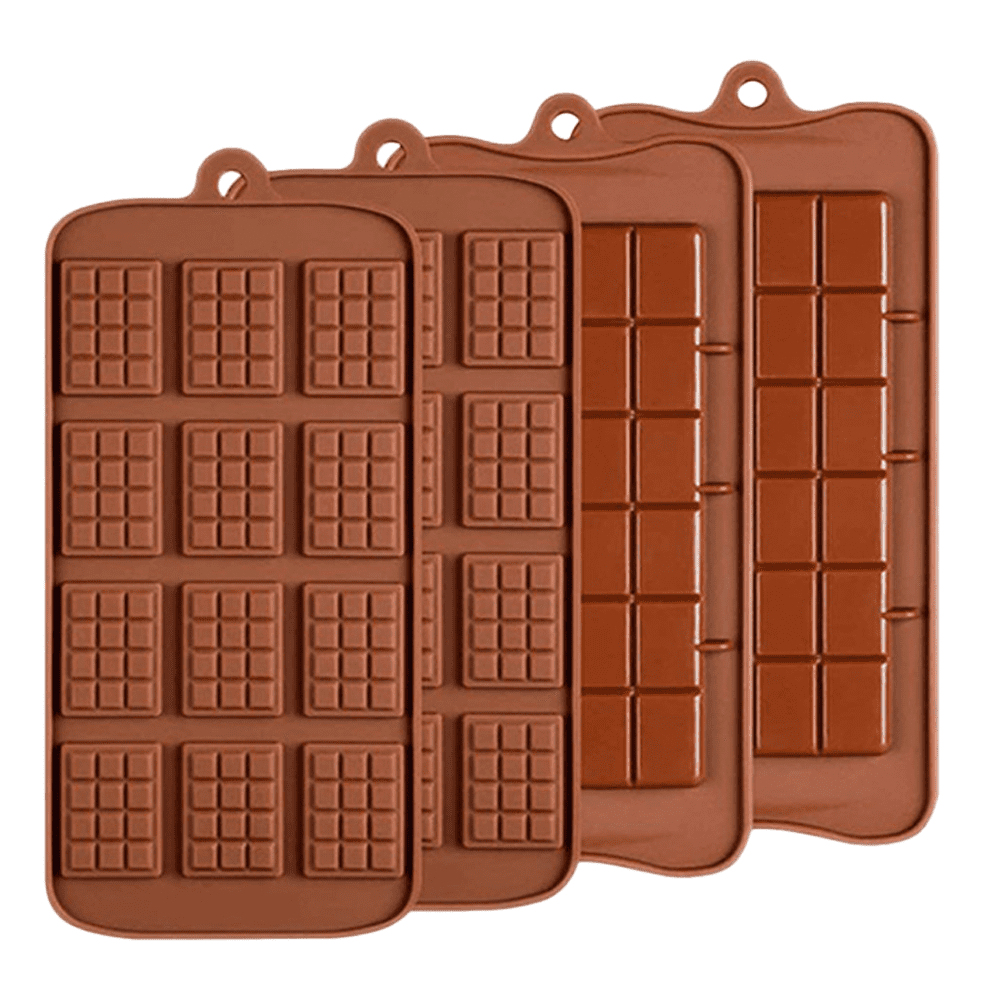 Chocolate Candy Molds-Food Grade Silicone+ Bonus E-Book Containing 592 Recipes. Non-Stick, Easy to Use and Clean |Pack of 4 Chocolate Molds| CHOCOLEE