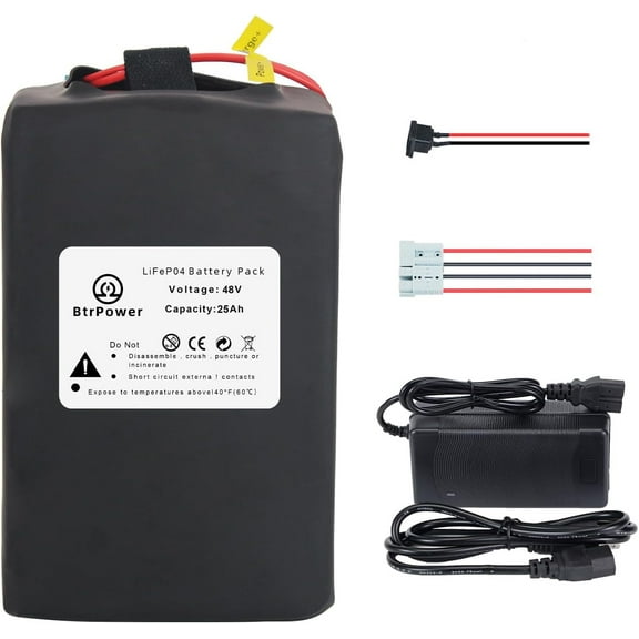 48v 25ah Lithium LiFePO4 Battery Pack fit for 1000W Ebike Motor Scooter 40A BMS