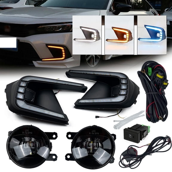 For 2022 2023 2024 Honda Civic Sedan Hatchback Driving LED DRL & Fog Lights Kit
