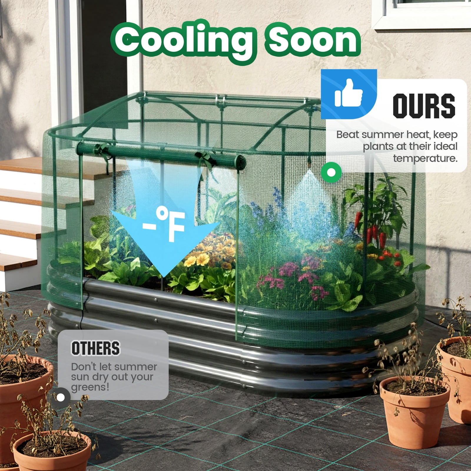 Quictent 6x3x1 ft Galvanized Raised Garden Bed Kit with Self Watering System and Mesh Cover, Large Oval Metal Outdoor Planter Garden Boxes for Vegetables Herbs Flowers Quictent 6x3x1 ft Galvanized Raised Garden Bed Kit with Self Watering System and Mesh Cover, Large Oval Metal Outdoor Planter Garden Boxes for Vegetables Herbs Flowers - Image 3