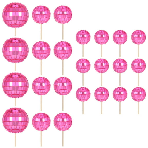 CIYISON 24pcs Discos Ball Cupcake Toppers Cake Decorations for Wedding Party Supplies