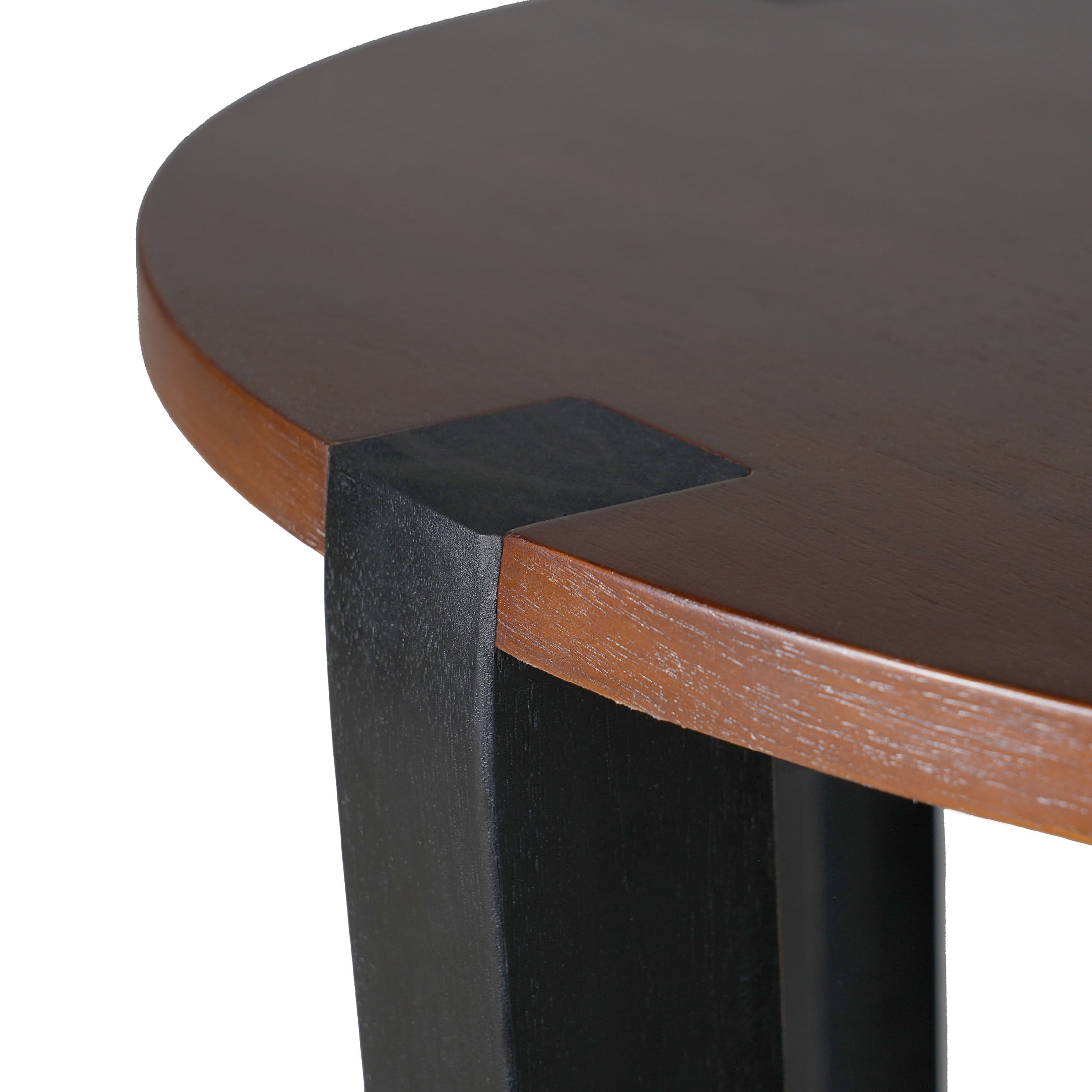 Christopher Knight Home 2-Piece Wood Table Set, Round Coffee Table and Side Table, Cross Bases, Natural+Black