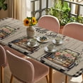 thumbnail image 3 of Spring Flower Table Cloths for 8 Foot Rectangle Tables, Farmhouse Vintage Truck Black Plaid Wood Grain Patio Waterproof Elastic Fitted Tablecloths, Washable Rectangular Table Cover for Camping, 3 of 8