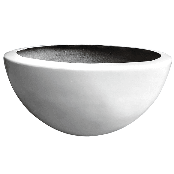 Maceta de Fibra de Vidrio FibraFormas Mod. Luna Extra Grande Blanco 36cm alto 80cm diámetro