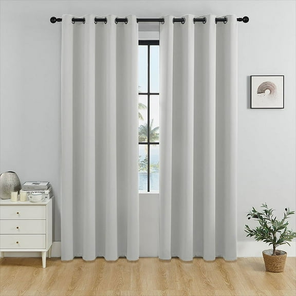 Light Gray 100% Blackout Curtains 84 Inch 2 Panels, Luxury Thermal Insulated Curtains for Bedroom Living Room, Soundproof Blackout Window Drapes, Rod Pocket (52W x 84L)