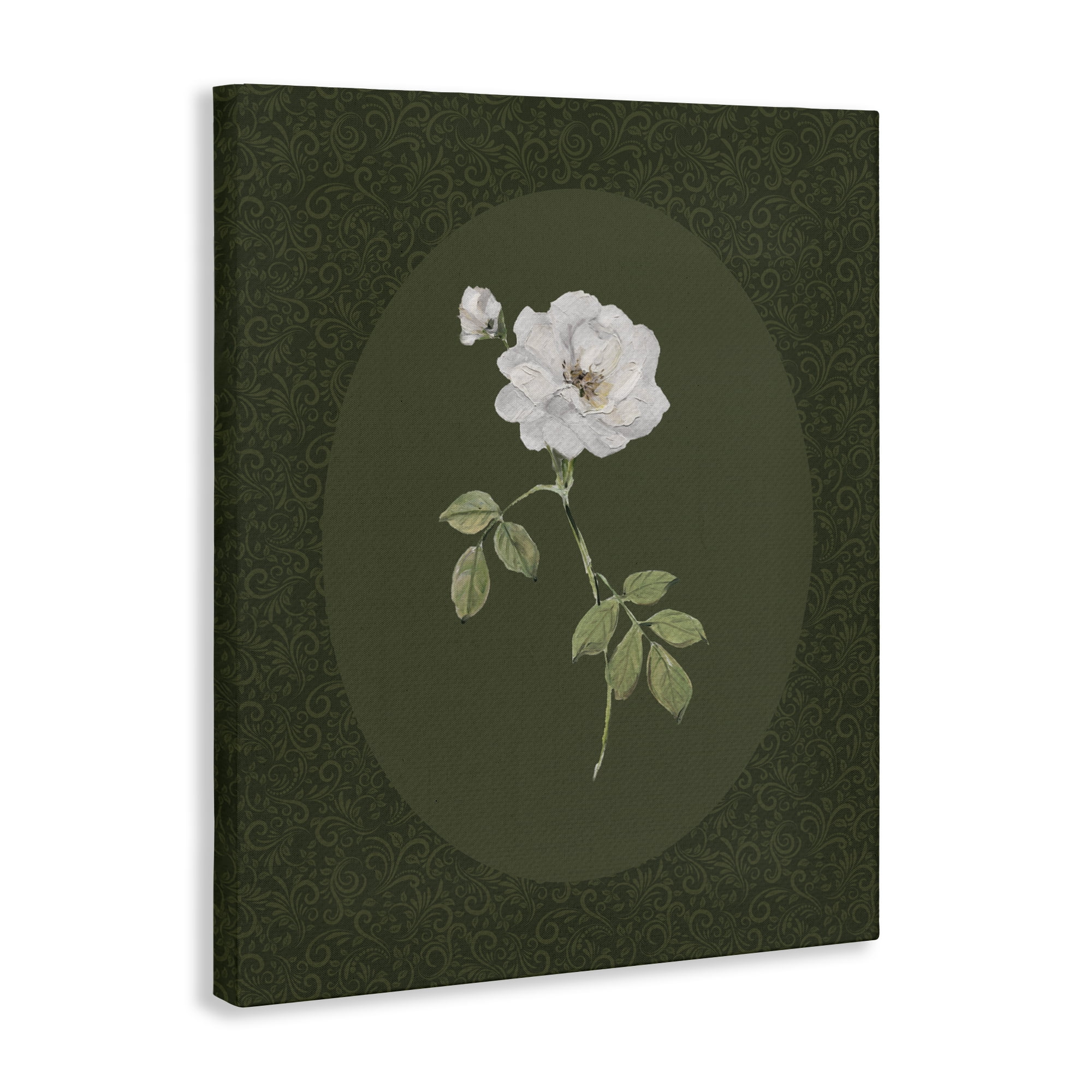 Stupell Industries White Rose on Emerald Canvas Wall Art, design by Sally Swatland