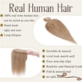 thumbnail image 2 of MY-LADY Clip In Remy Topper Hairpiece With Bangs Human Hair Clip On Toupee Wispy Bangs For Women Middle Part With Hair Loss Thinning Hair #27 Dark Blonde, 2 of 7