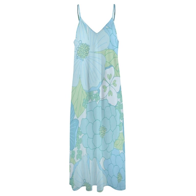 Light Blue Pastel Vintage Floral Pattern Sleeveless Dress cocktail dresses  women's summer dresses - Walmart.com
