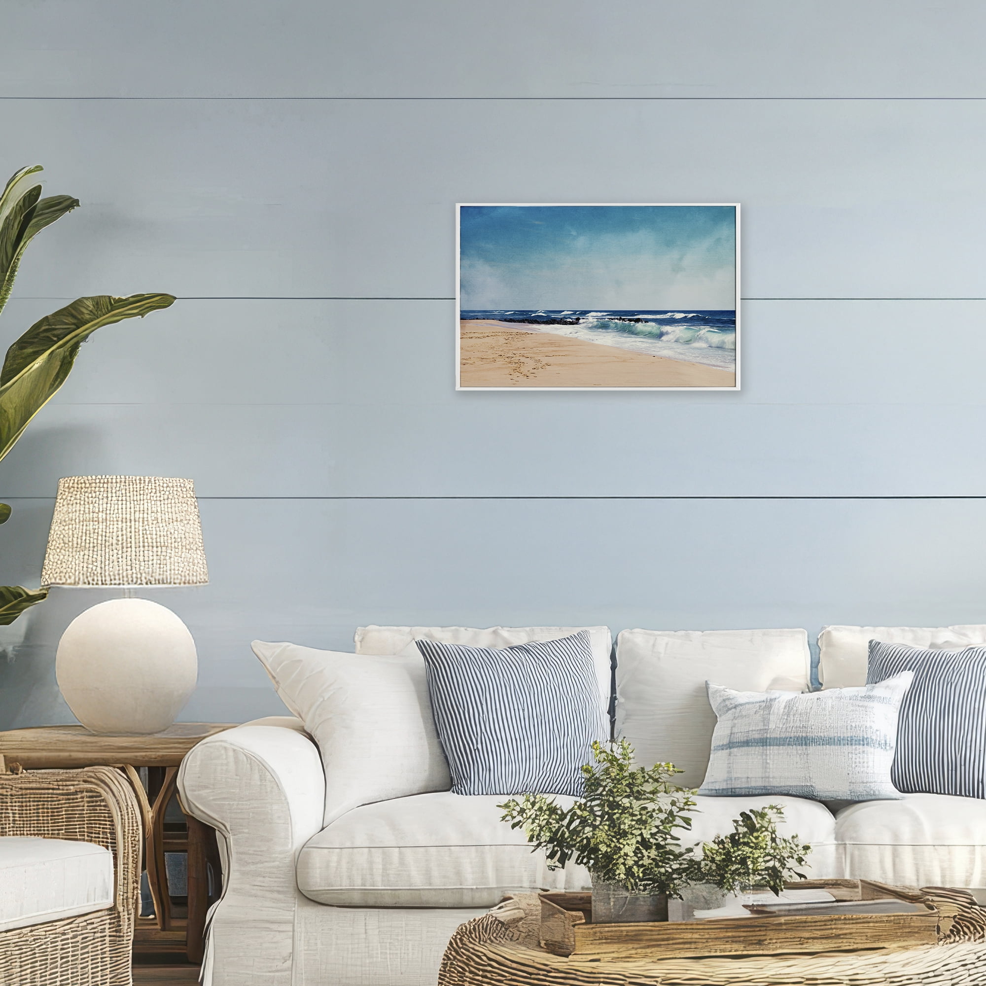 Stupell Industries Atlantic Waves Shoreline White Framed Giclee Art, design by Dirk Wüstenhagen