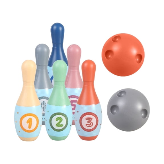 WEIOUKC Kids Bowling Toys Set with 6 Pins & 2 Balls, Indoor/Outdoor Sports Game for Family Fun & Parties
