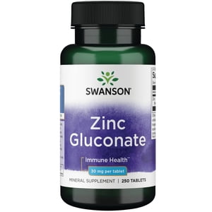 Swanson Zinc Gluconate 30mg, 250 Tablets
