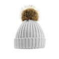 thumbnail image 2 of Beechfield Pom Pom Faux Fur Chunky Knit Beanie, 2 of 3