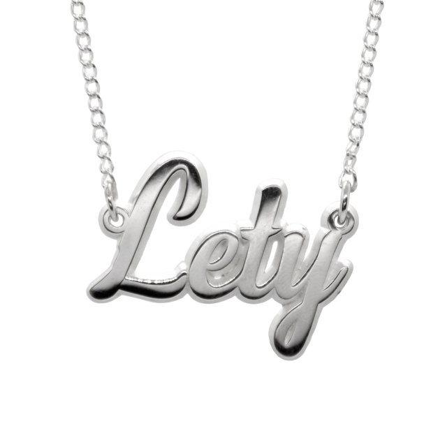 Collar con Dije de Nombre Lety En Plata Ley .925 ZAB DE MEXICO RECONOCIMIENTOS