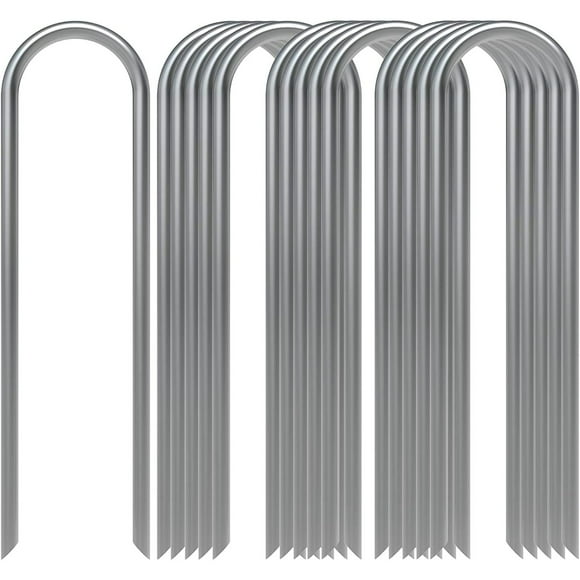 Clearance! Delayuji Fixing Clip 16 Pack Garden Staples 6 Inch Soaker Hose Stakes 11 Gauge Drip Line Irrigation Stakes Water Hose Hooks Galvanized U Pins Sod Nails One Size Silver