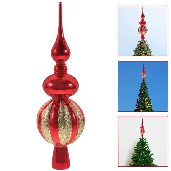 YEAHIBABY Elegant Christmas Tree Topper Plastic Finial Red 1Set