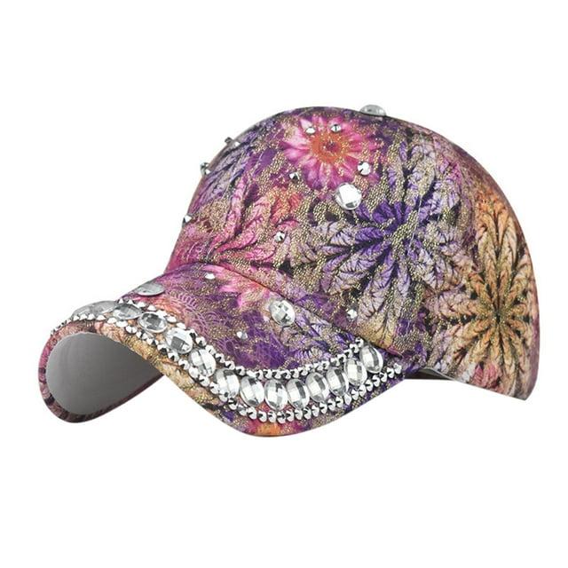 Kcodviy Female Summer Flash Drill Hat Storage for Baseball Caps Hanging Floral Print Baseball Caps Hat Storage for Baseball Caps Closet Hat Visors Star