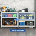 thumbnail image 6 of 34.2''H Garage Shelving,Workbench on Wheels, Adjustable Heavy Duty Work Table with Wheels, Heavy Duty Workstation, Metal Tool Work Bench for Garage Warehouse Workshop, Assembly Required-White, 6 of 8