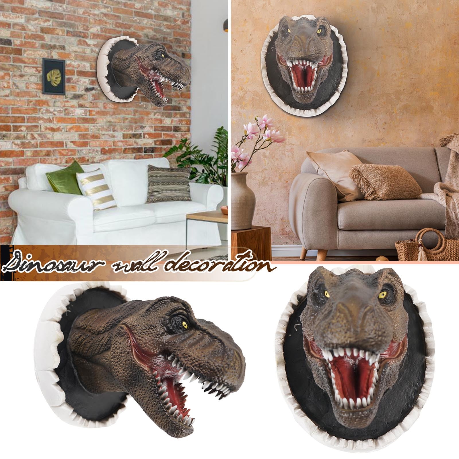 YANXIAO Wall Mounted Dinosaur Sculpture Wall Art Lifelike Wall