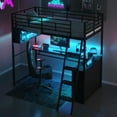 thumbnail image 4 of Twin Metal Loft Bed - Black, Twin Size w/ LED Desk & Shelves - Space-Saving Design for Bedroom/Apartment. Study & Storage!, 4 of 17