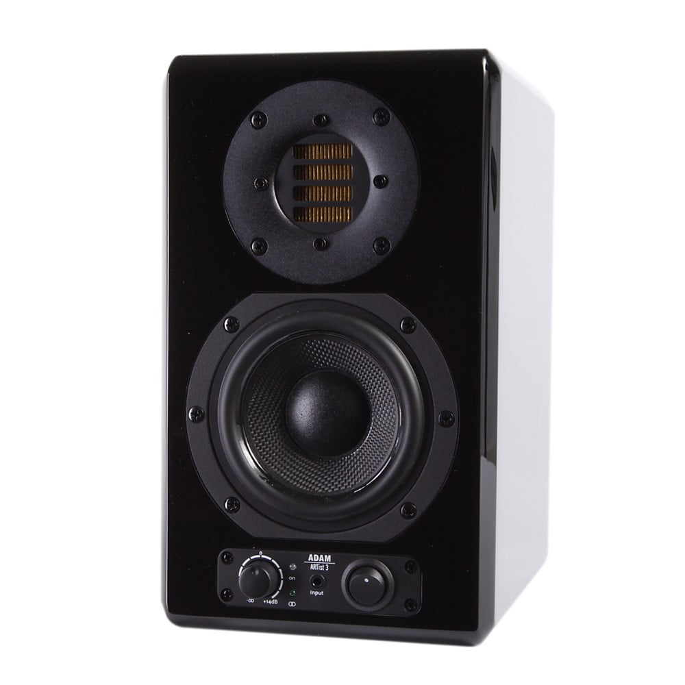 adam audio artist 3 powered studio monitor glossy white