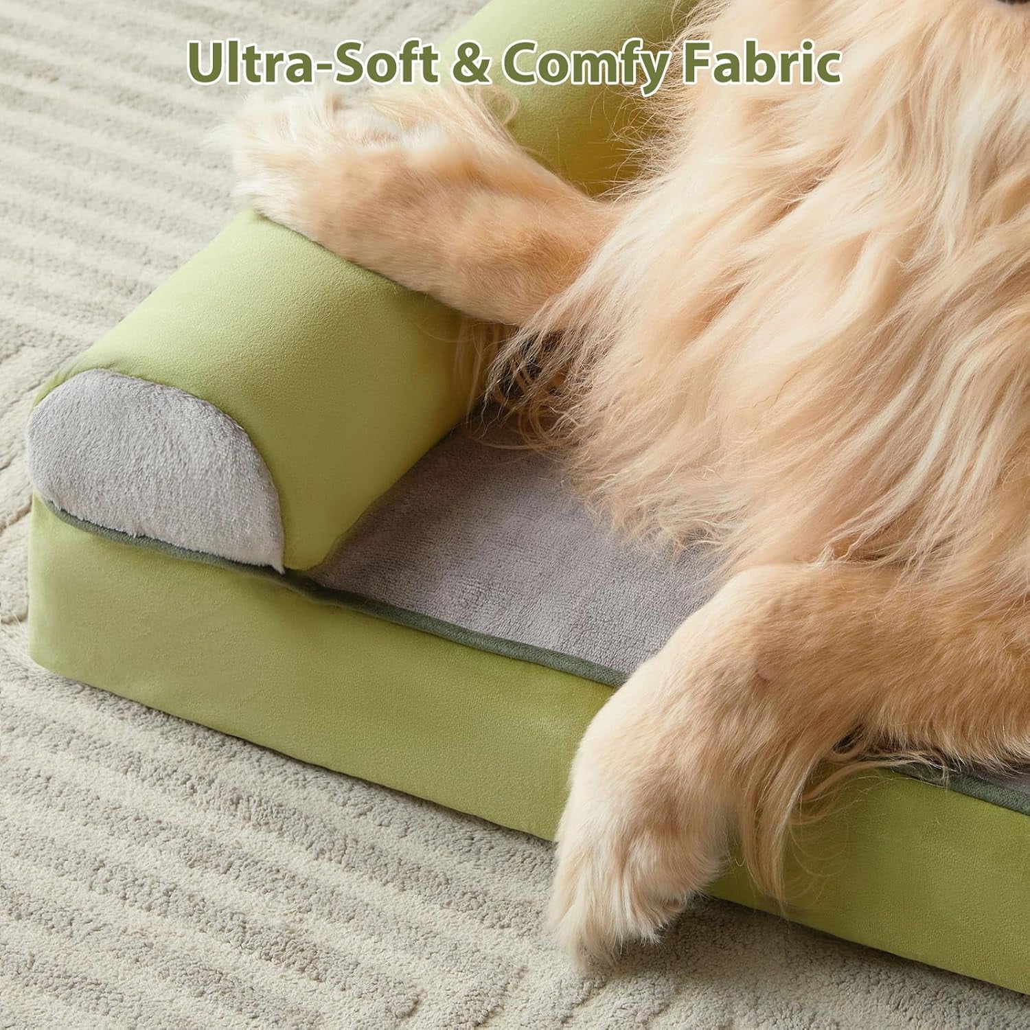 Washable Dog Beds for Large Dogs, Orthopedic Dog Bed Large, Big Dog Couch Bed with Removable Washable Cover, Waterproof Lining and Nonskid Bottom, Egg-Crate Foam Pet Sofa Bed for Sleeping
