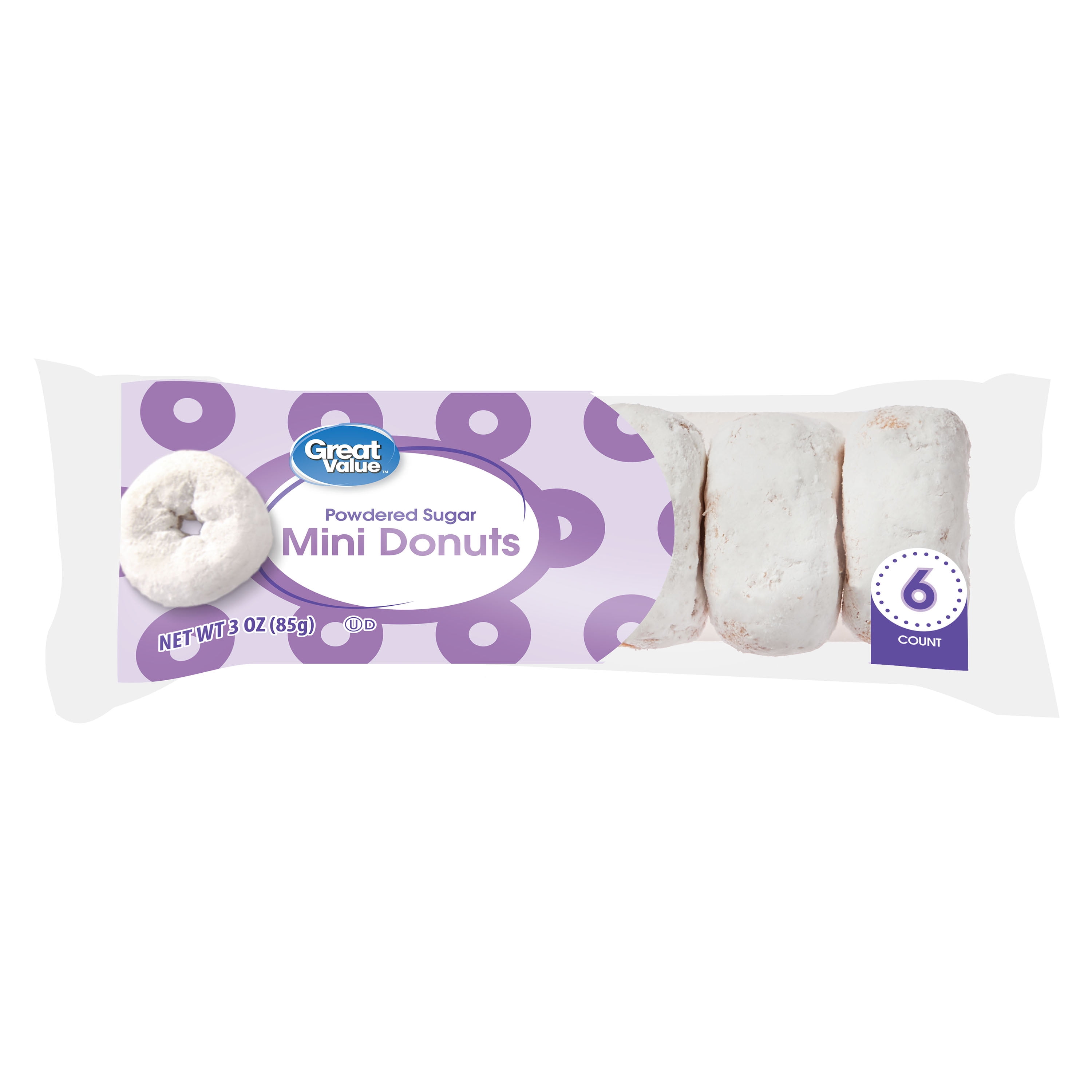 Buy Great Value Mini Donuts, Powdered Sugar, 3 oz, 6 Count Online in