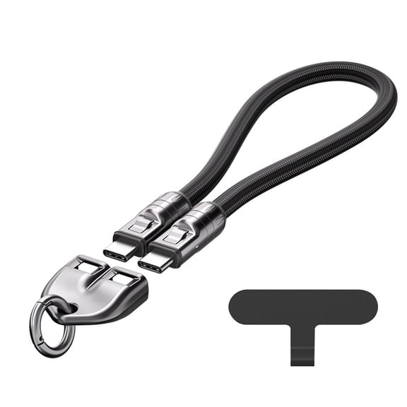 C To C 240W Charging Cable With Wearable Bracelet Design, 5A Fast Charging Usb-C Cable, 2-In-1 Fast Charging Data Cable And Phone Lanyard, 480 Mbps Data Transfer And Phone Charger 11.8"