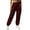 Wine, variant on XRoczxe Women Elastic Waist Cargo Jogger Sweatpants Drawstring Cuff Draped Wrinkle Resistant Soft Warm Casual Street Trousers Multi Solid Fashion Colors