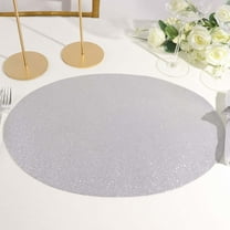 Efavormart 6 Pack Non-Slip Table Placemats, Oval Faux Leather Placemats With Glitter - Silver for Wedding, Banquet, Party, Kitchen, Dining, Conference Tables Decor, Centerpieces