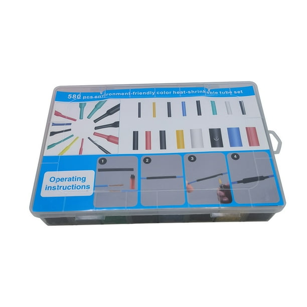 Juego de 580 tubos termorretráctiles en caja de colores
