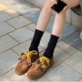 thumbnail image 2 of Sneakers for Women Trendy Pendant Suede Lace up Athletic Trainers Shoes Height Increasing Elevator Shoes Casual Round Toe Flat Shoes Brown Size 6.5, 2 of 7