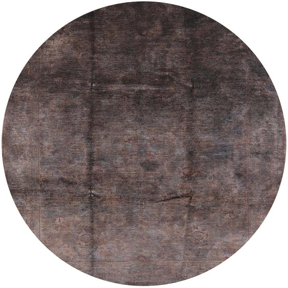 Ahgly Company Indoor Round Mid-Century Modern Mauve Taupe Purple Oriental Area Rugs, 4' Round
