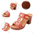 thumbnail image 5 of Rokment Womens Platform Chunky High Heels Dressy Slip on Sandals 2026 Summer Comfortable Trendy Casual Geometric Hollow out Heeled Slides Red Size 9.5, 5 of 7
