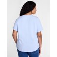 thumbnail image 3 of Terra & Sky Women's Plus Size V Neck Tee with Short Sleeves, Size 0X-5X, 3 of 5