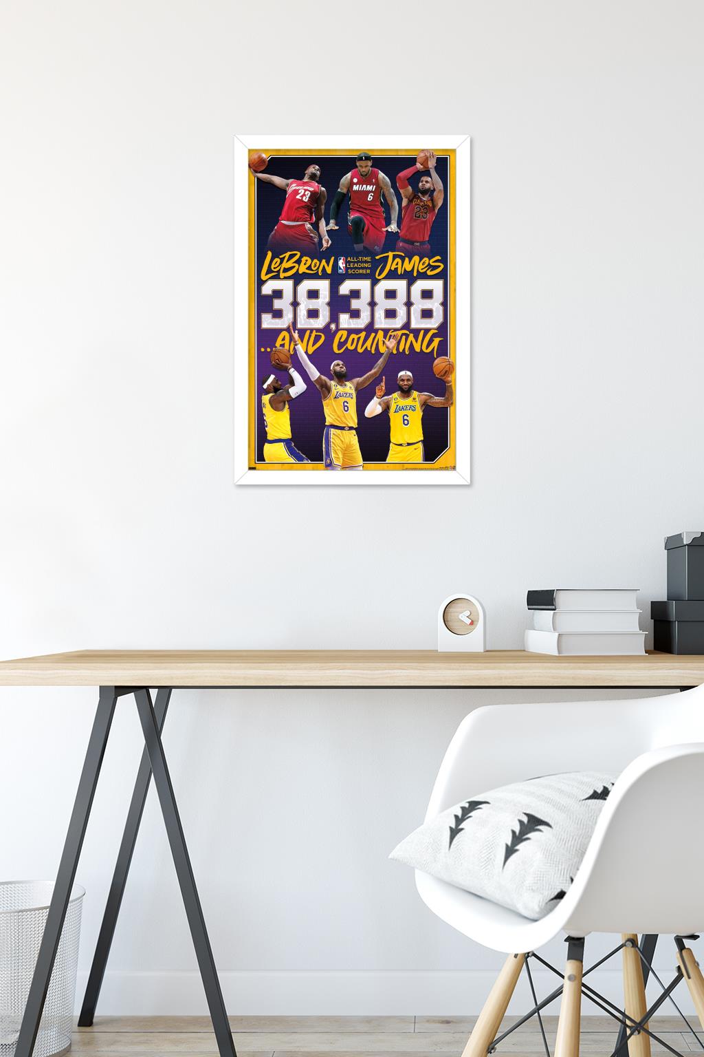 NBA League - LeBron James All-Time Scoring Leader Wall Poster, 14.725" x 22.375" Framed