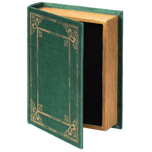 Decorative Vintage Book Shaped Trinket Storage Box Green