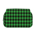thumbnail image 2 of Sikiie Buffalo Plaid Green Black Print Flip Double-layer Pencil Case, All-purpose Stationery Bag for Study and Office, Zipper Design, Unisex, 2 of 7
