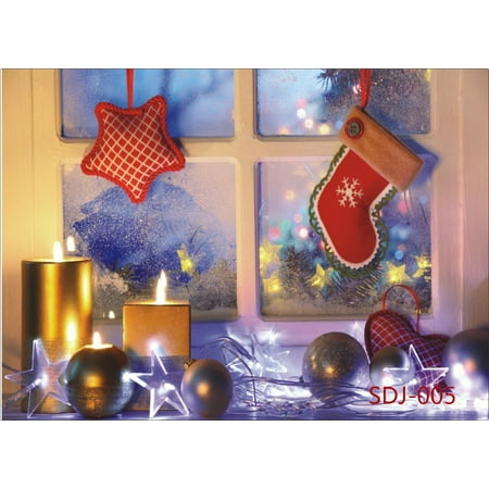 Image of GreenDecor 7x5ft Christmas Stockings Balls Stars Photography Backdrop Photo Background Studio Prop