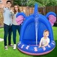 thumbnail image 2 of nTRIUQJ Elephant Inflatable Baby Swimming Pool with Sunshade and Foam Bottom Outdoor Water Spray Pad for Toddlers Summer Play Center Light blue, 2 of 8