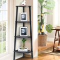 thumbnail image 3 of Costway 4-Tier Corner Shelf Metal Storage Rack Domestic Bookcase Display Stand Wood Grey, 3 of 10