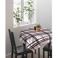 thumbnail image 3 of Pink Black Grey Plaid Square/Round Tablecloths 52x52,Simple Check Stripes Lines Country Table Cloth Table Cover Indoor/Outdoor Tabletop Decor for Wedding Holiday Party Dinner Baby Shower, 3 of 7