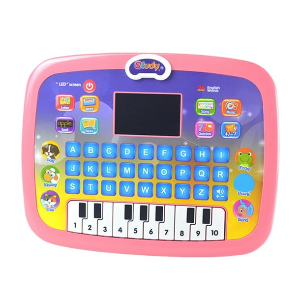 Tableta para niños, almohadilla de aprendizaje con LED para enseñar el alfabeto, números, matemáticas, desarrollo temprano, juguete electrónico interactivo, regalos de Navidad, juguetes para bebés.