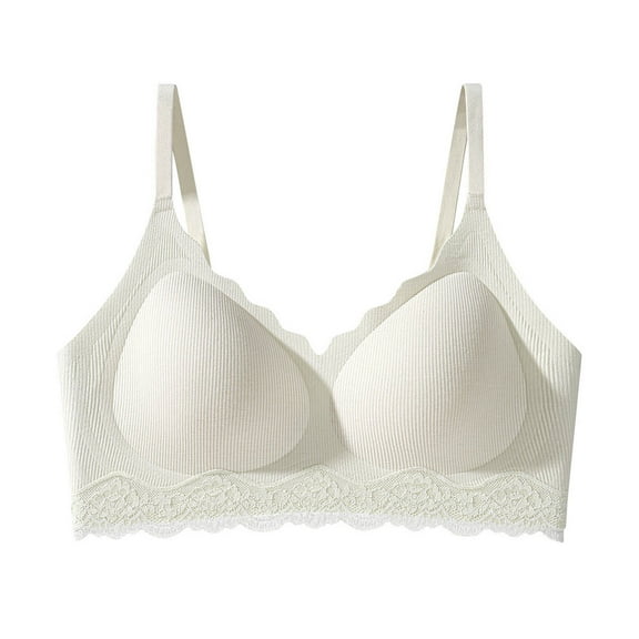 High Support Sports Bras for Women Woman Seamless Thin Wireless Bras Soft Support Gathered Push up Breathable Teen Girls Underwear Daily Bra White L